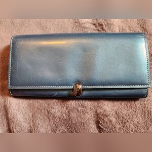Christian Dior Metallic Blue Patent Long Wallet